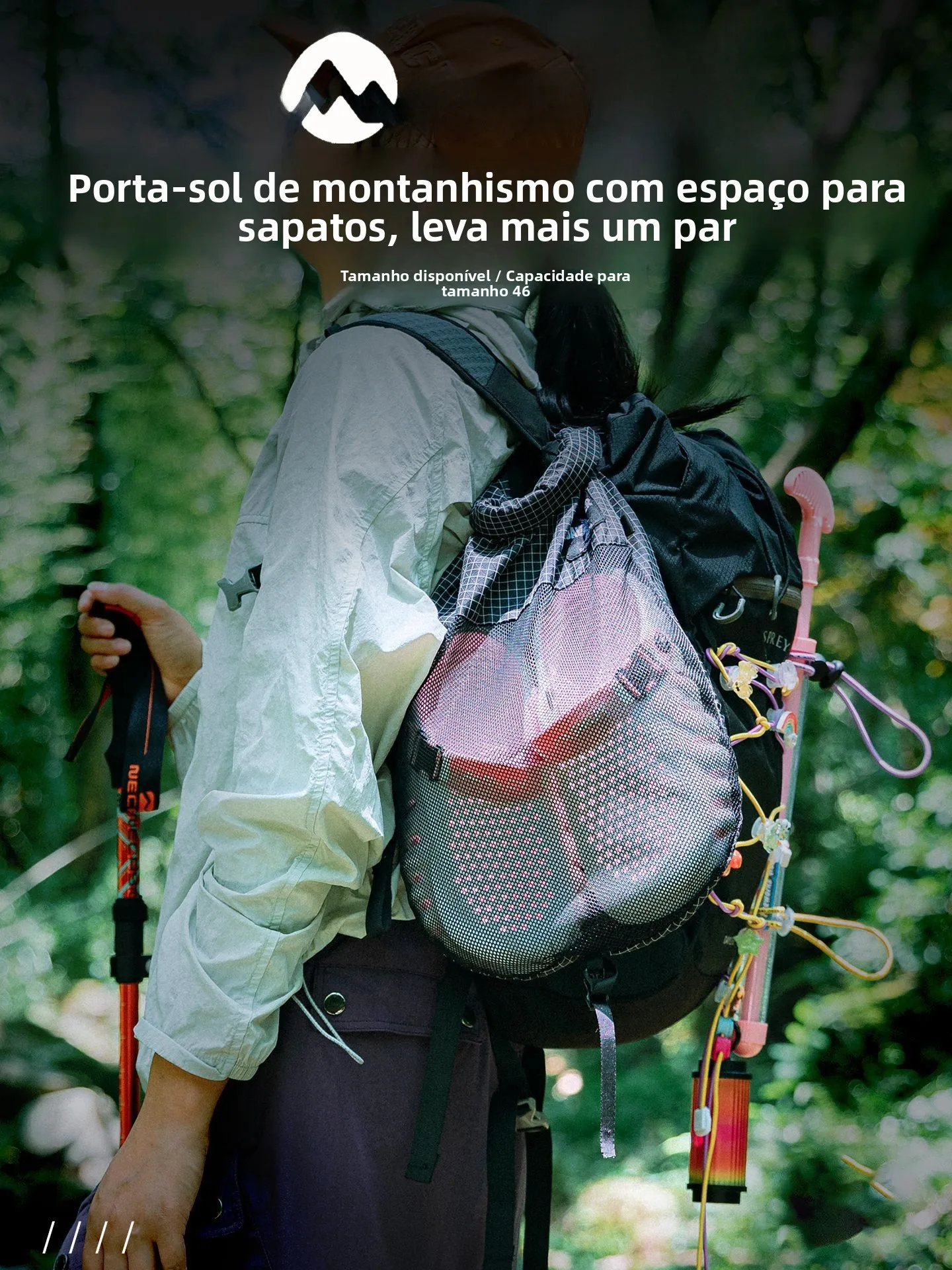 Mochila de Hiking para Acampamento ao Ar Livre com Bolsa de Expansão e Compartimento para Calçados de Trekking