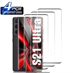 4Pcs 3D Curved Ultrasonic Fingerprint Tempered Glass for Samsung Galaxy S21 S22 S23 S24 Ultra S20 S21 S23FE Screen protector