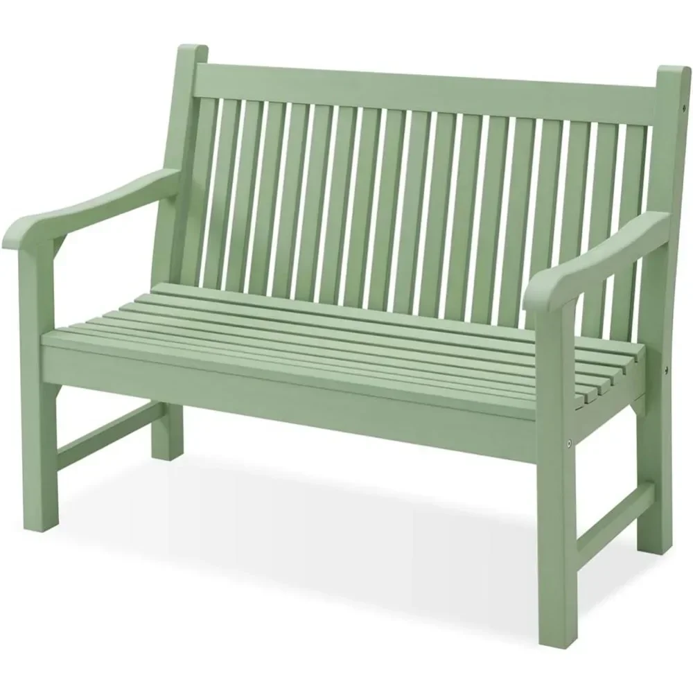 Garden Bench, 2-Person Poly Lumber Patio Bench, All-Weather Outdoor Bench That Never Rot, Suit for Garden, Porch & Park (Green)