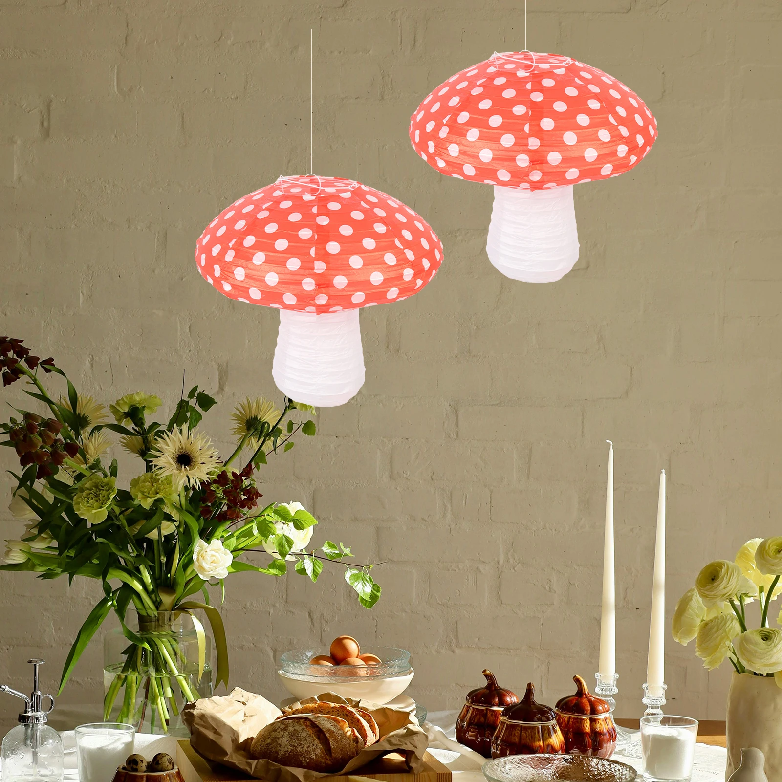 

3pcs Mushroom Shaped Paper Lantern Orange Honeycomb Decor Folding Hanging Garden Party Wedding Room Decorations
