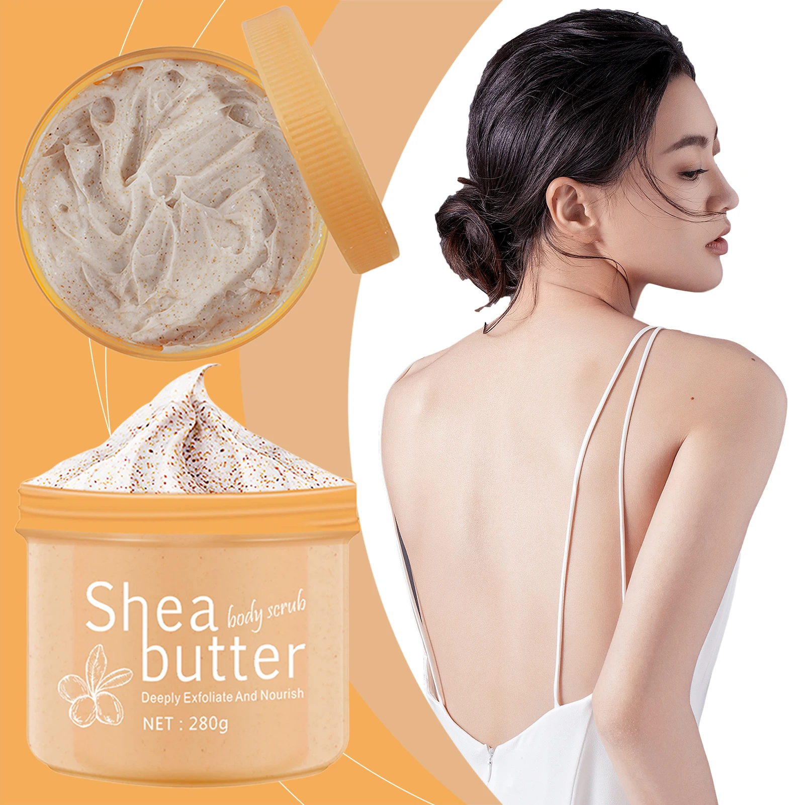 

280g Moisturizing Sheas Butters Body Scrub Deep Exfoliation Sheas Sugars Scrub Skin Revitalizing Hydrating Bath Salt For Body