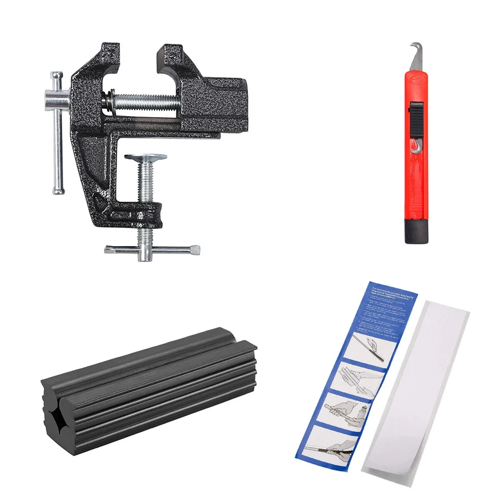 Golf Club Grip Replacement Tool Vise Combination Set Double-sided Tape Hook Knife Rubber Clamp