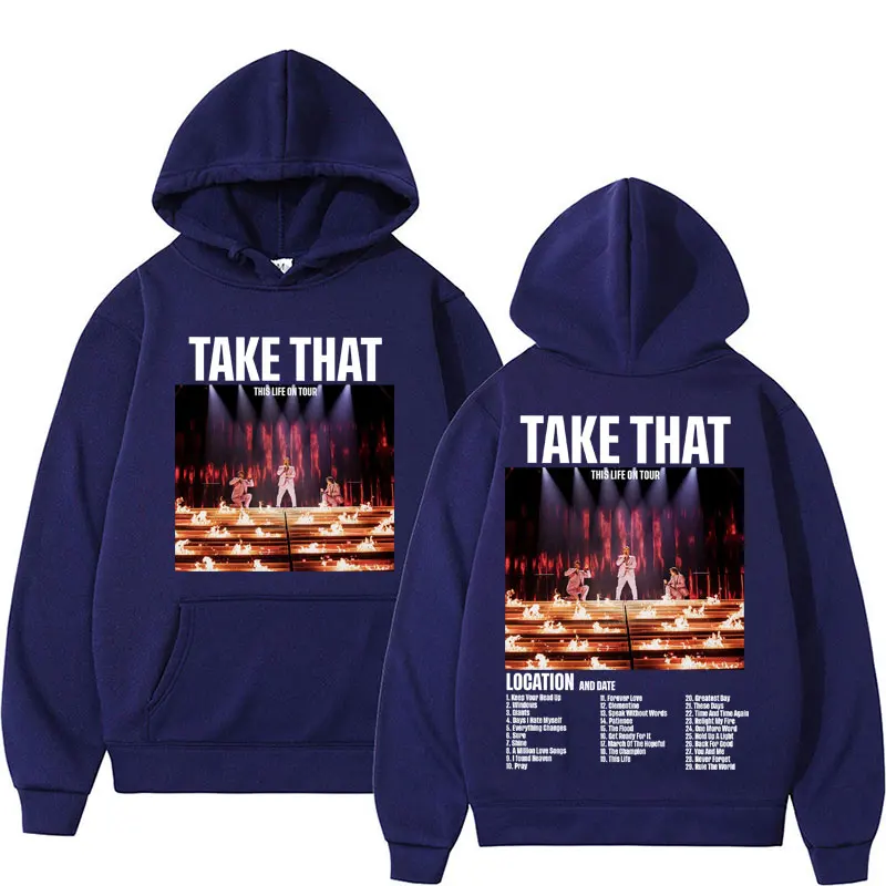 Take That This Life on Tour Double Sided Print Hoodies Men Harajuku Hip Hop Punk Gothic Sweatshirts Male Casual Oversized Hoodie