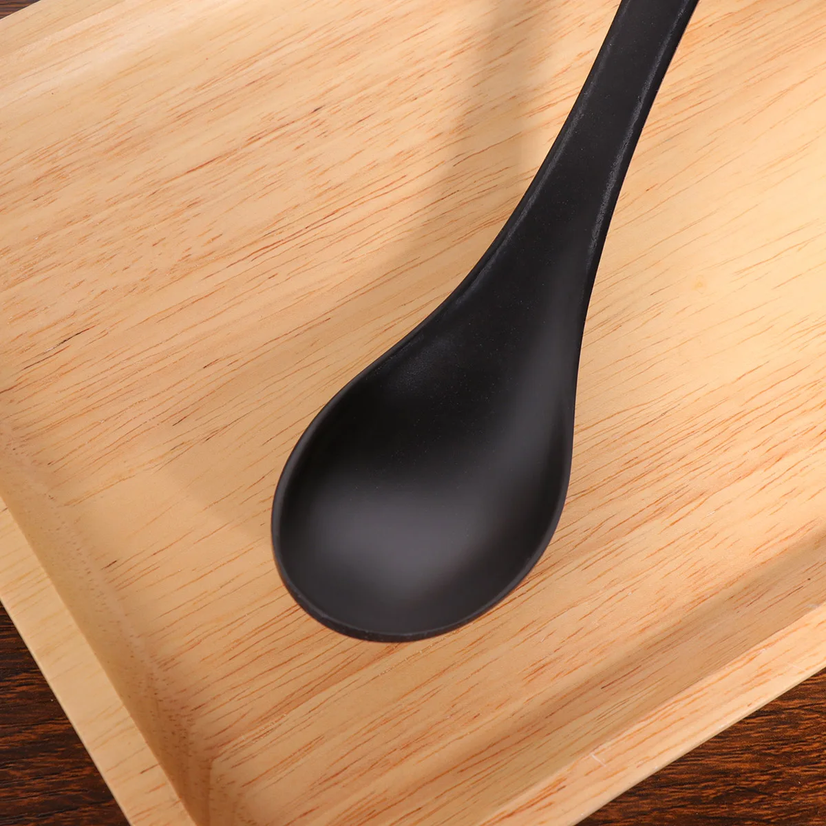 

6pcs Black Matte Soup Spoon Melamine Ecofriendly Tableware Oriental Spoons Dinner Commercial Restaurant Use