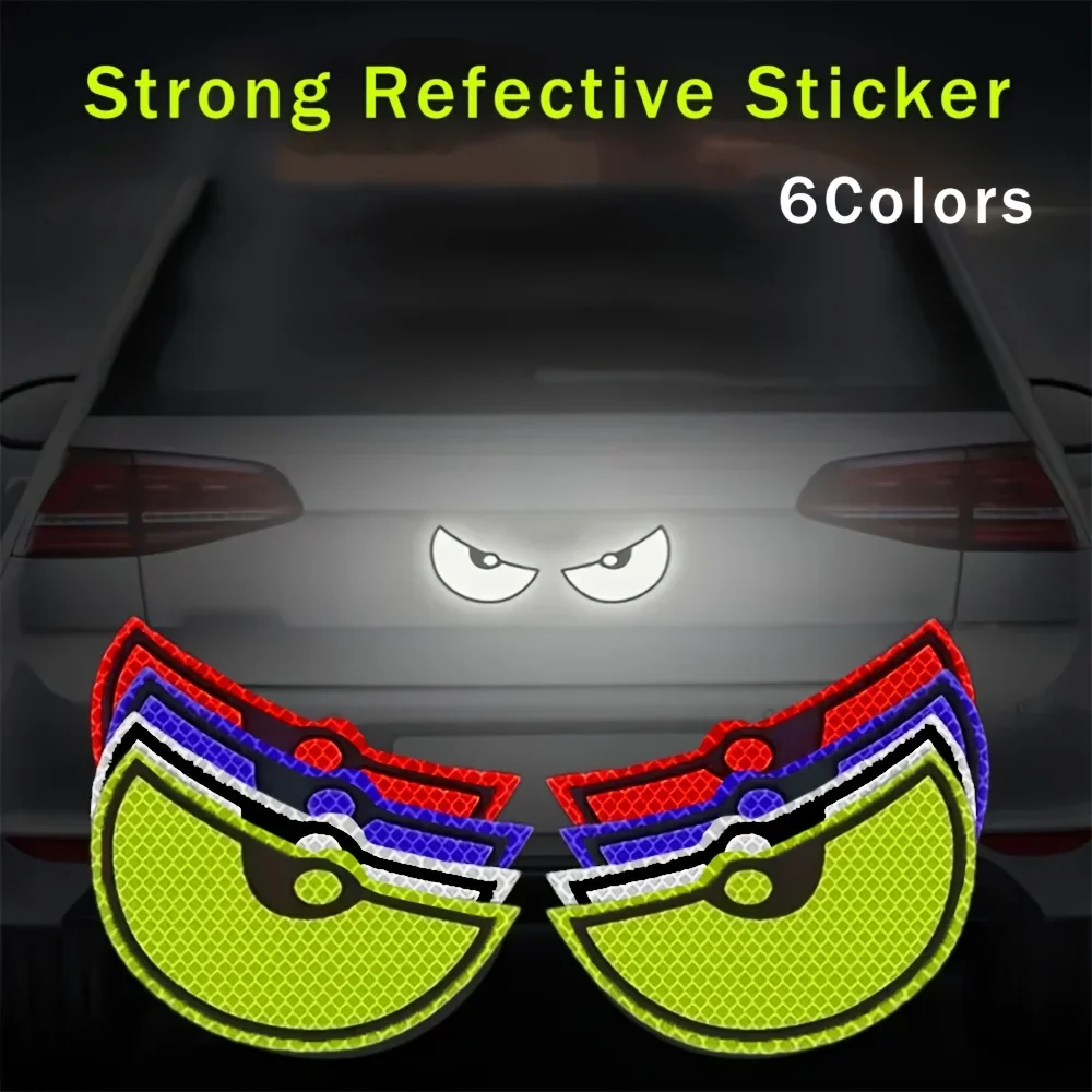 2pcs Car Demon Eye Reflective Stickers Motorcycle Improve Vehicle Visibility At Night And Driving Safety