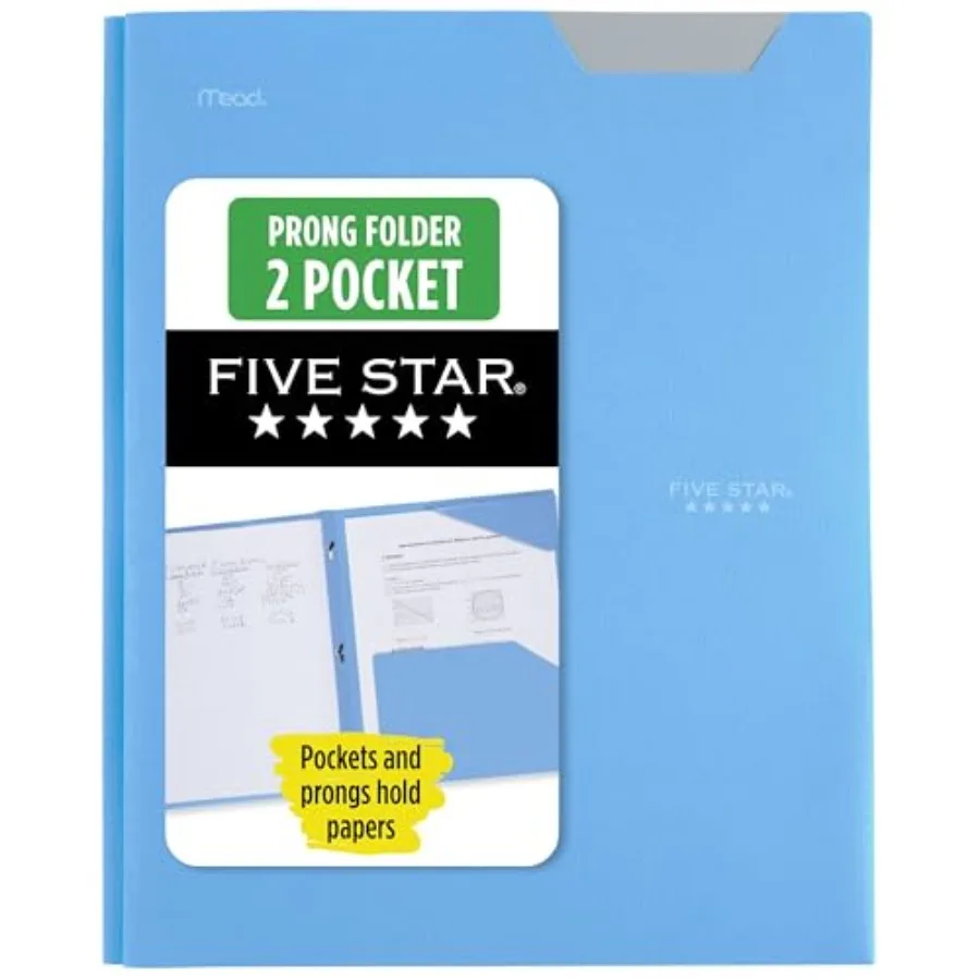 

2-Pocket Folder, Plastic Folder with Stay-Put Tabs and Prong Fasteners, Holds 8-1/2" x 11" Paper, 72115
