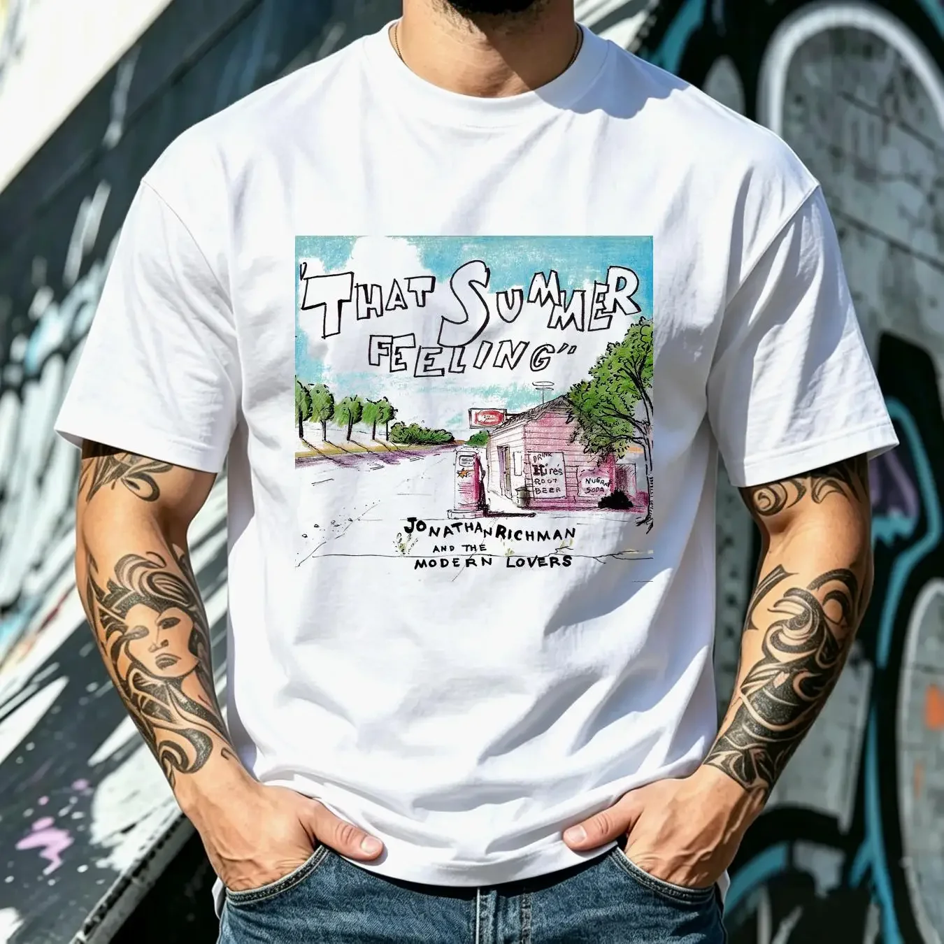 washed T Shirt Jonathan Richman Music For Lovers White Cotton long or short sleeves vintage Washed Comfortable Casual fashion