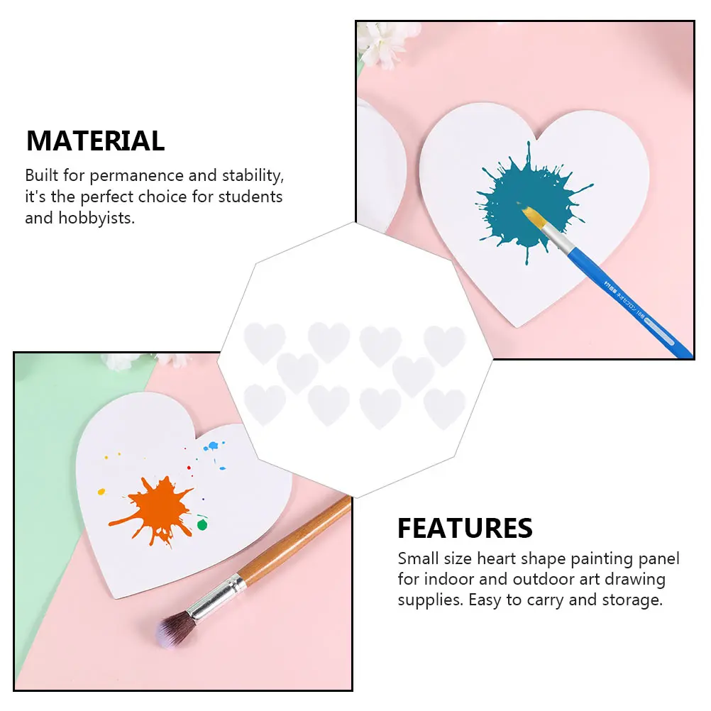 

10 Pcs Oil Painting Board Heart Shaped Boards Pure Cotton Sketchpad Drawing Canvas