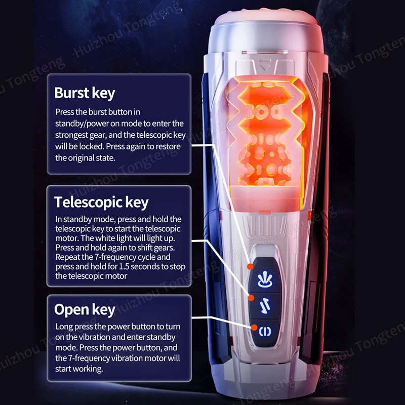 Tazza del masturbatore maschile automatico 7 modalità di vibrazione di spinta per la stimolazione del pene Stroker elettrico Figa tascabile