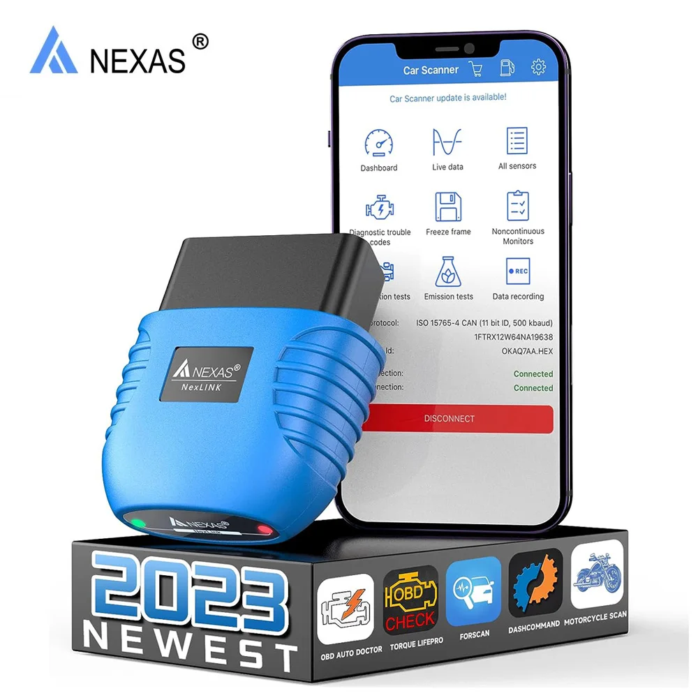 NEXAS NexLink Motocycle Diagnostic Tool Bluetooth 5.0 OBD2 EOBD Scanner for iOS Android Windows Fault Code Reader Check Engine