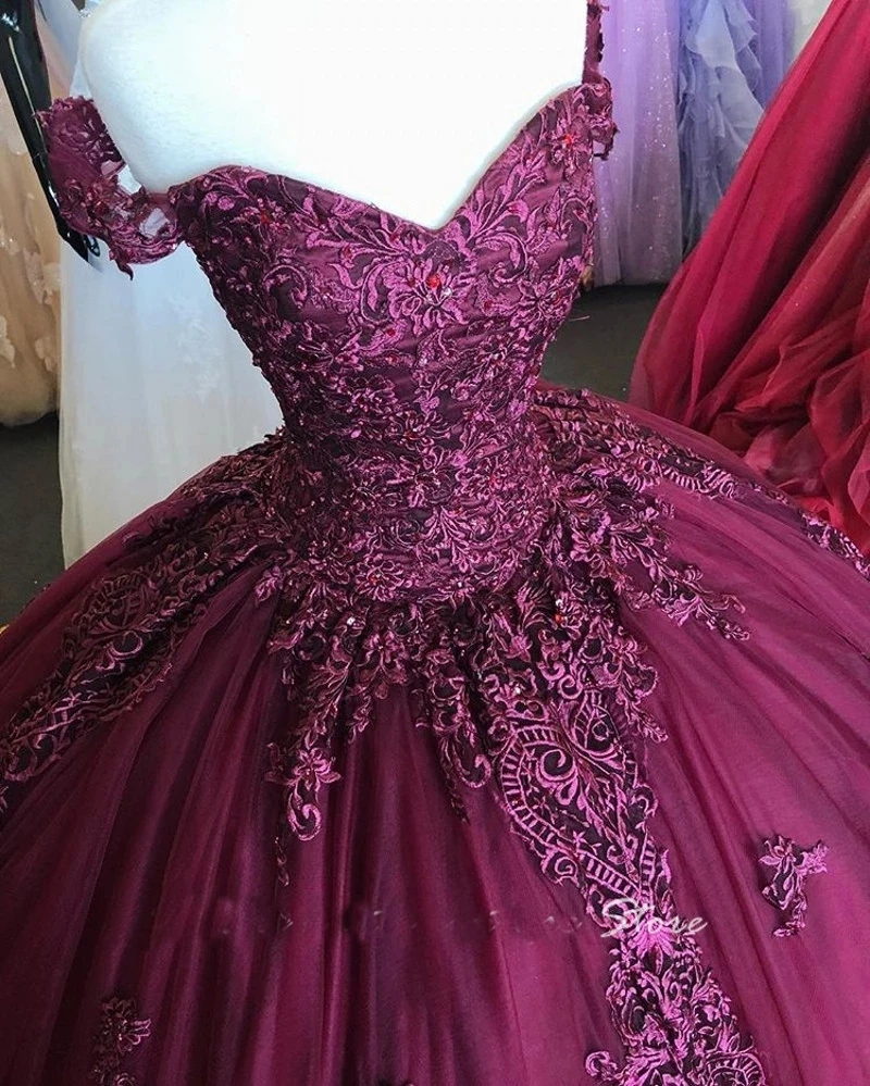 Angelsbridep 2 STORE Ball Gown Tulle Quinceanera Dress Off the Shoulder in rilievo dolce 16 abiti abiti da 15 ol su misura