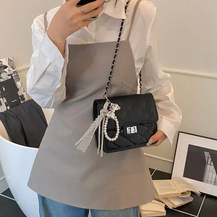 Primavera - Alla moda del 2025! Lusso - Grado da donna morbido - Pelle trapuntata - Catena a quadri - Borsa con tracolla in coreano - Stile-Fresh-Look-Small