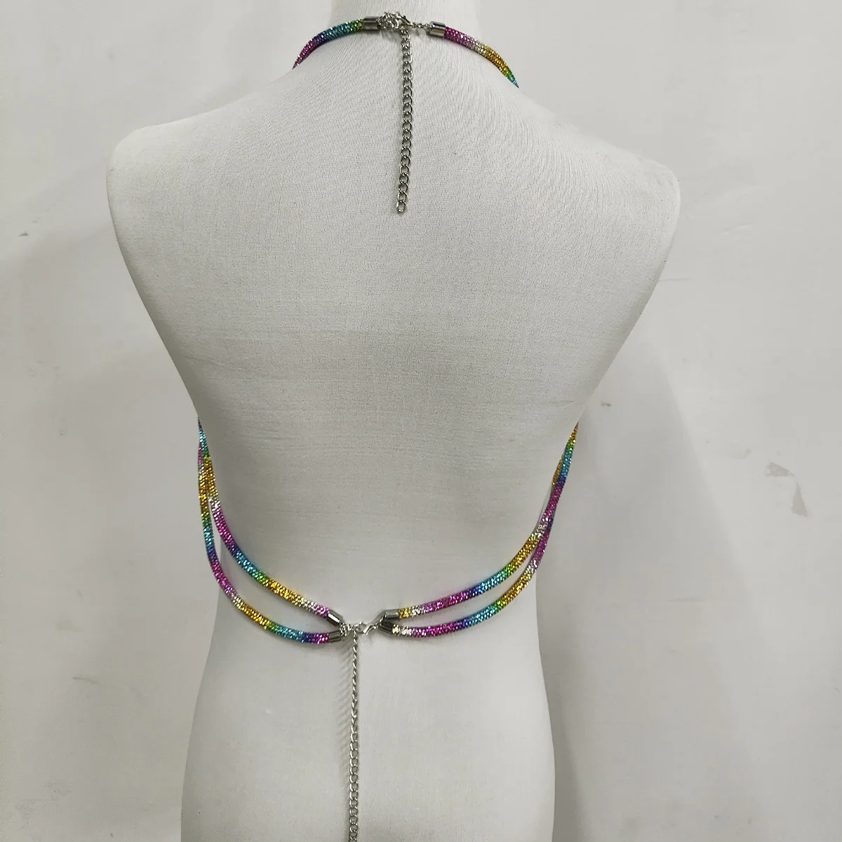 Luxo Brilhante Stripe Rope Cropped Top Bra para Mulheres, Moda Sexy Underwear, Pedra Bikini, Boate Body Outfit, Acessórios de vestido