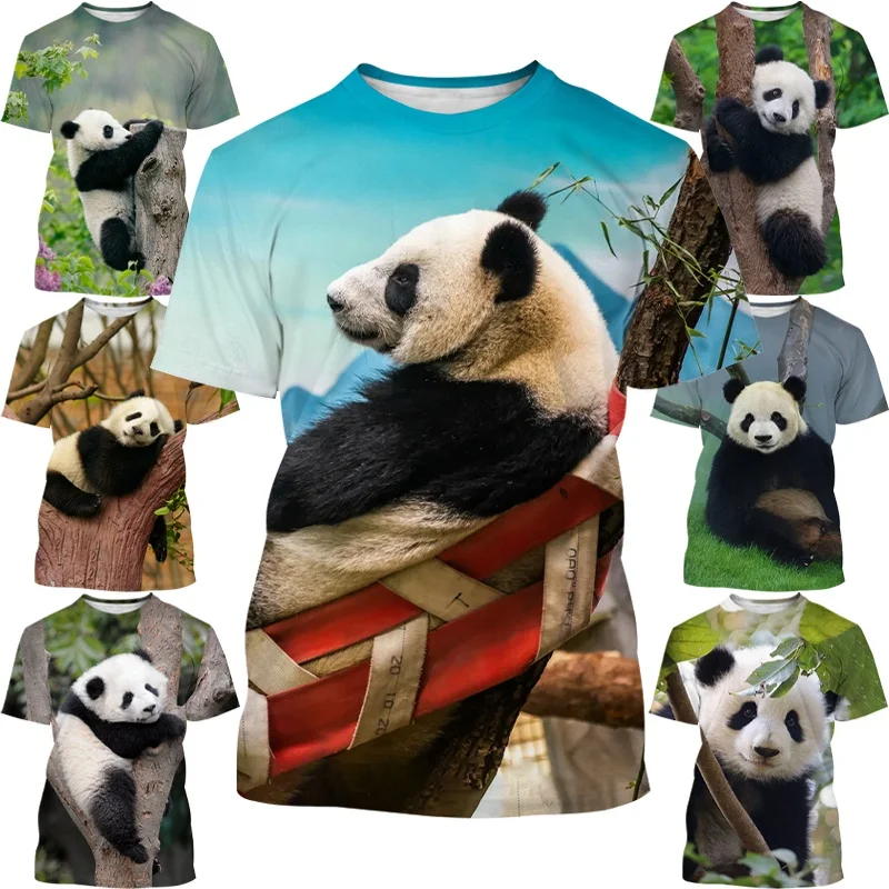 

New Cute Animals 3d Printed Funny Panda Pattern Men Women Kids T-shirts Street Style Breathable Lightweight Summer Sports Tops