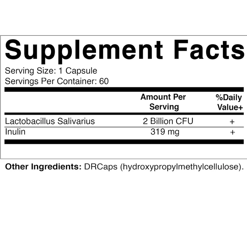 Vitamin Lactobacillus 2 miliar 60 Dr kapsul Per kapsul-dukungan pencernaan terbuat dari serat Inulin prebiotik (botol)