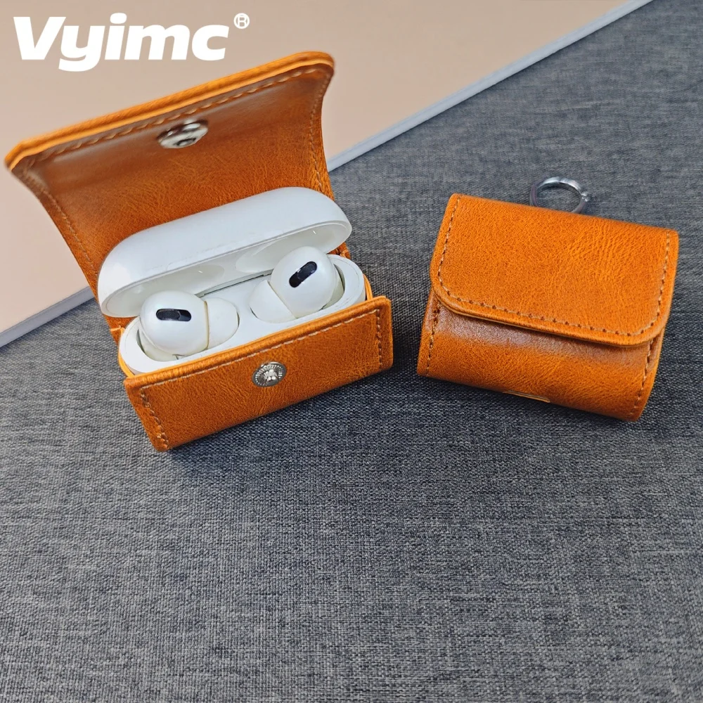 

Fashion Glossy Cowhide Texture Pattern Hanging Buckle Case For Apple Airpods 1 2 3 4 Pro 3 2 Wireless Bluetooth Earphone Cover