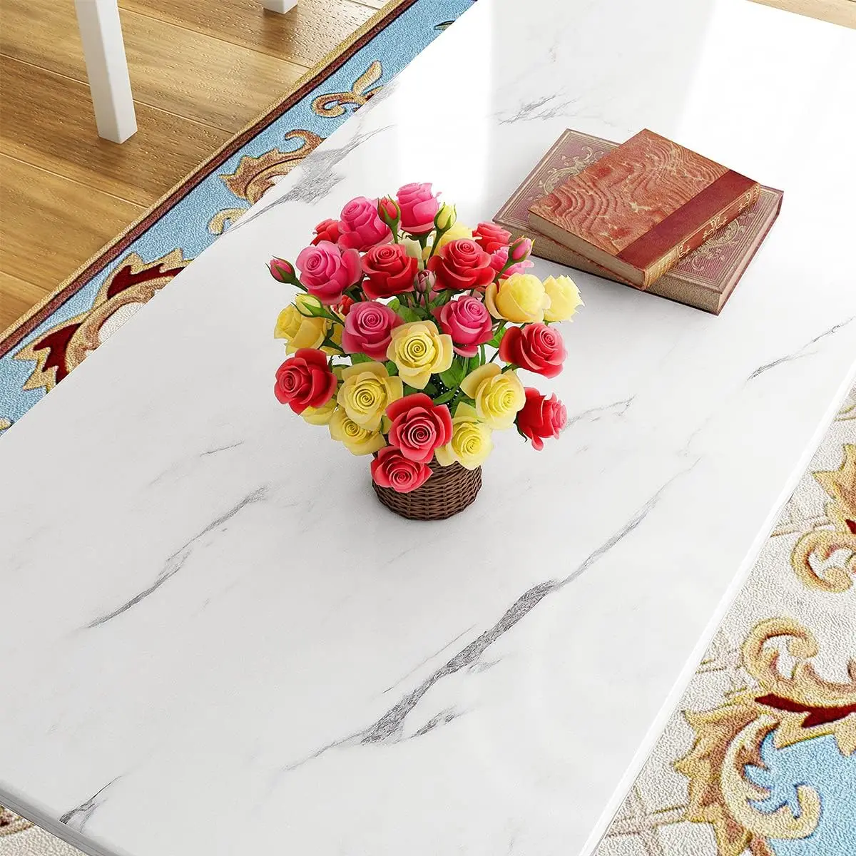 Faux Marble Coffee Table Set of 3 with Metal Frame