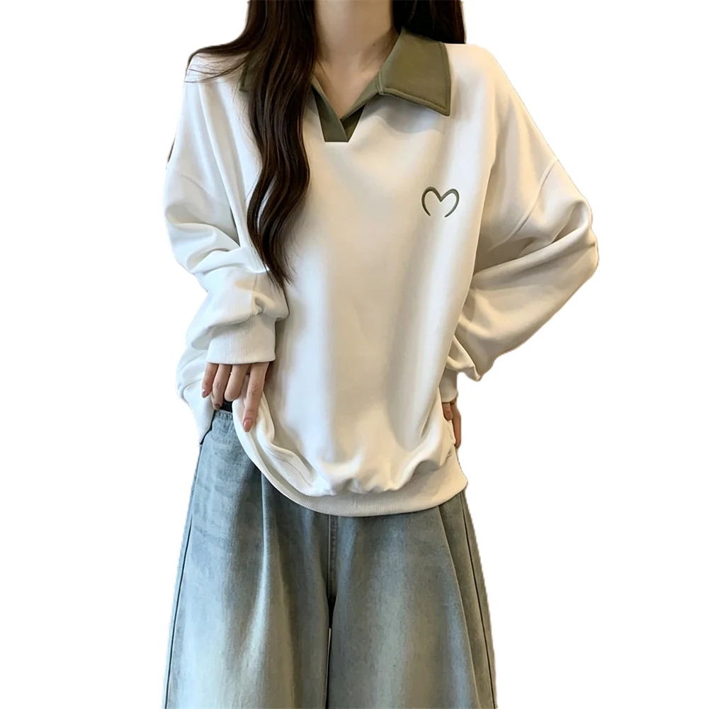 women-printed-sweatshirt-lapel-collar-loose-long-sleeve-polyester-for-top-regular-length-for-holiday-and-office-wear