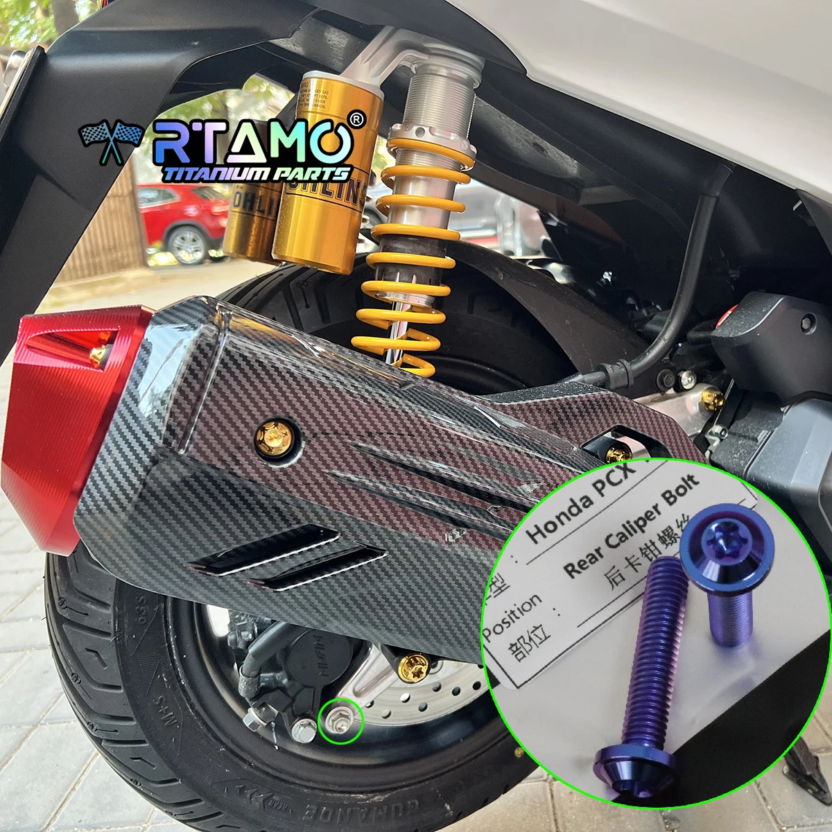 RTAMO Titanium Alloy Bolt for Honda PCX160 Crankcase Radiator Air Filter Rear Caliper Brake Disc Shock Screw Axle Swingarm Nut
