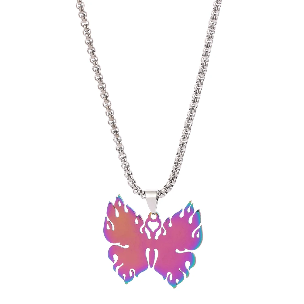 

Y2K Quenched Fire Butterfly Necklace Kpop Idol Style E-Girl Fashion Streetwear Flame Butterfly Choker Korean Hallyu Jewelry