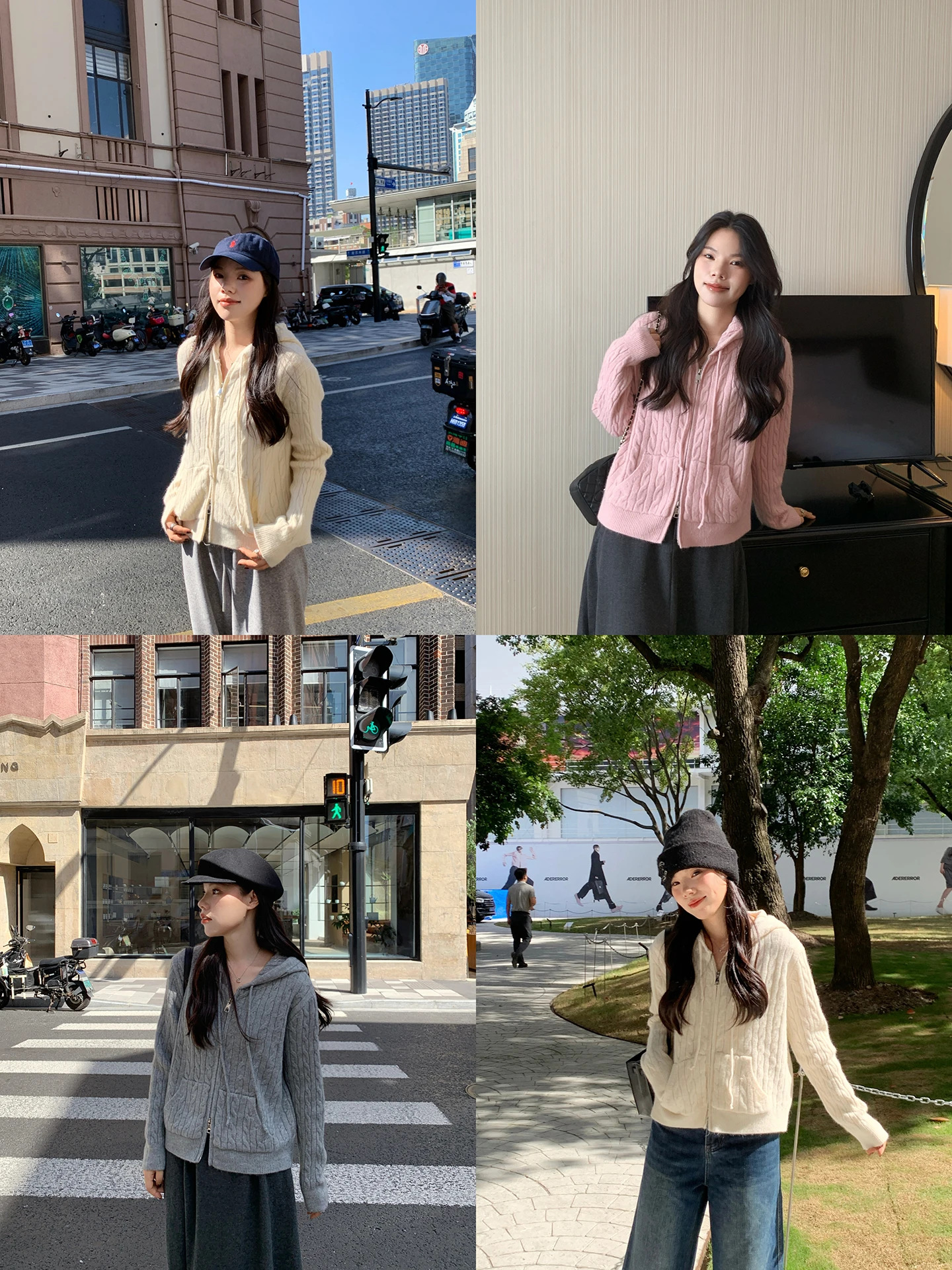 

Повседневный вязаный свитер с капюшоном, осенне-зимняя новинка, универсальный, из шерсти и нейлона, с двойной молнией, из пряжи «арахис», ...