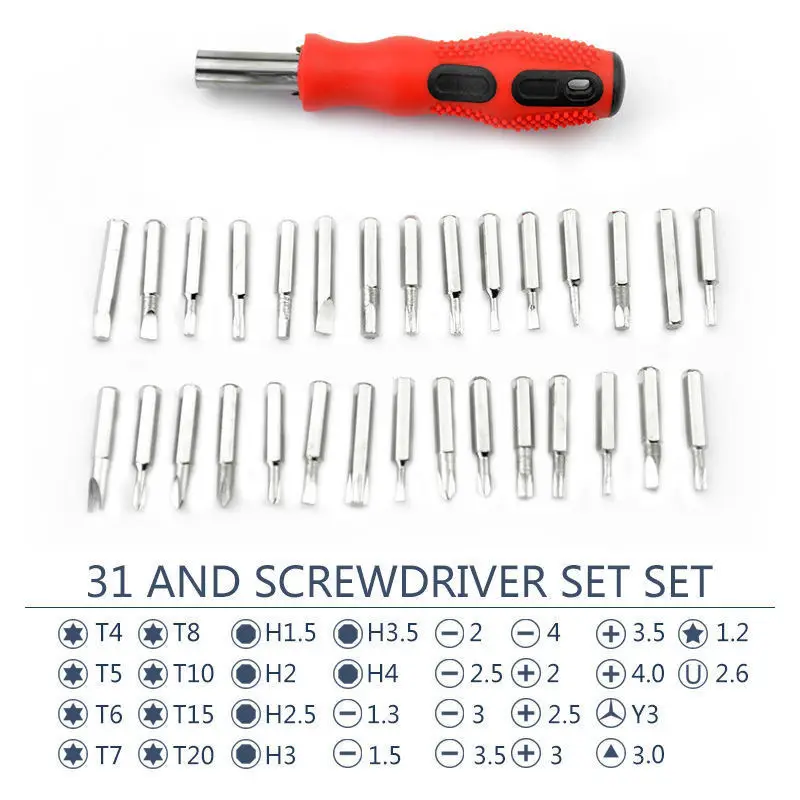 31in1 Bits Set Screwdriver Household Hand Tools Detachable Multifunctional Special-shaped Screwdriver Magnetic Wholesale