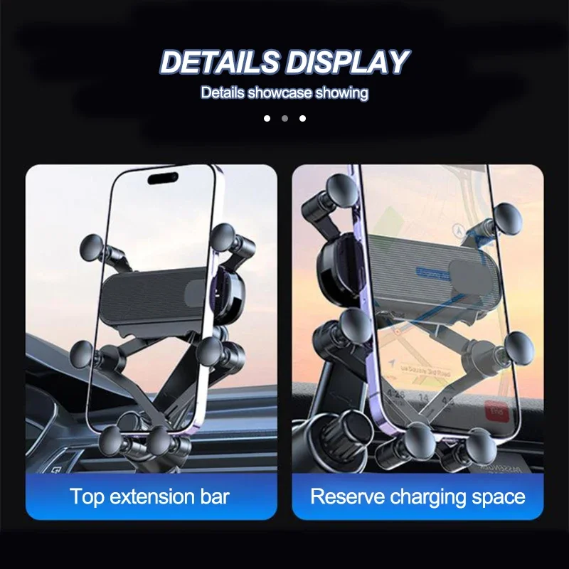Air Vent Car Phone Holder 6-Joint 360-Degree Gravity Phone Mount Stable Hook Cellphone Stand Universal for 4.7-7 inch
