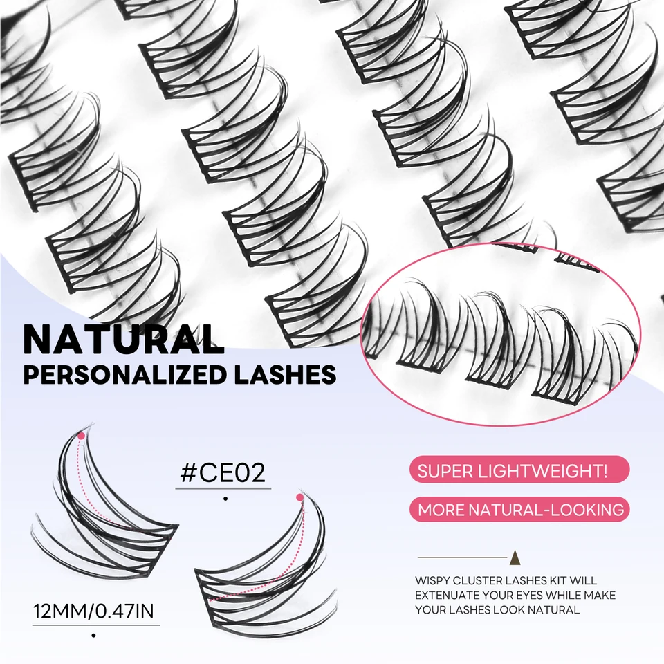 GROINNEYA Pestañas Naturales Clusters Curvatura C Estilo Manga Suaves Cruzadas Delicadas Pestañas Individuales Anime Extensiones de Pestañas Maquillaje de Ojos 5