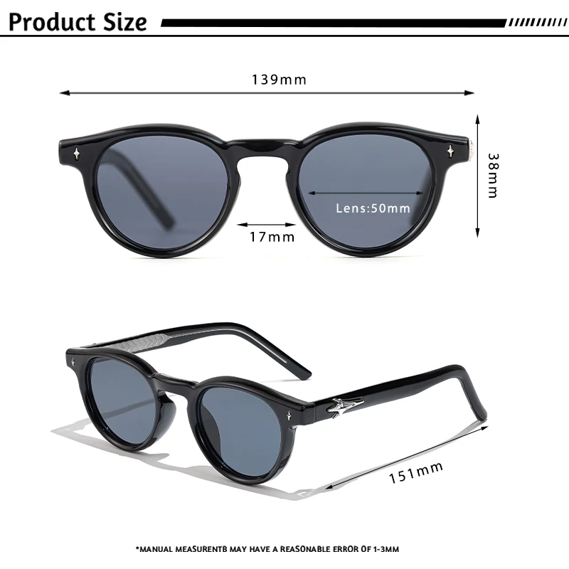 CATERSIDE Retro Runde Kleine Sonnenbrille für Herren Vintage Punk Markendesign Luxus-Sonnenbrillen Damen Reise-Party-Brillen Geschenke – Detail 2