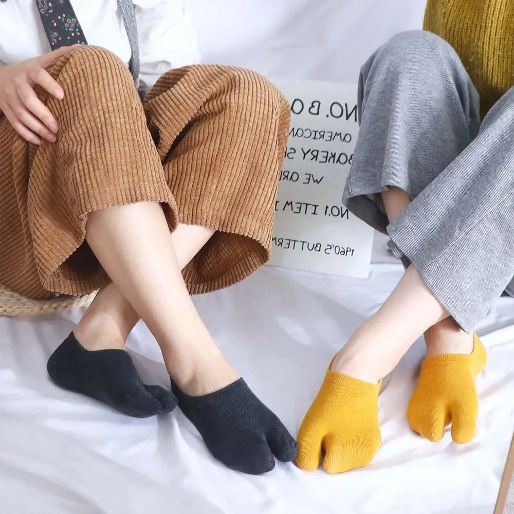 كيمونو بسيط النساء القطن الرجال النمط الياباني اثنين إصبع الجوارب الجوارب أنبوب قصير سبليت تو الجوارب