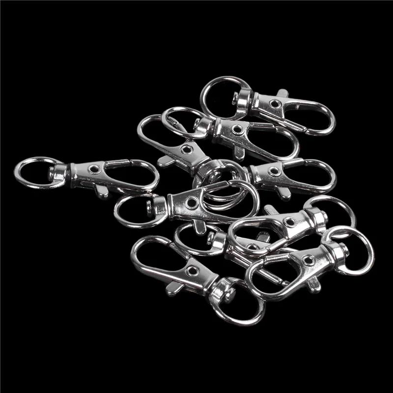 M11K-80Pcs Metal Clasp Swivel Trigger Clips Snap Hooks Key Ring Bags DIY Craft Silver