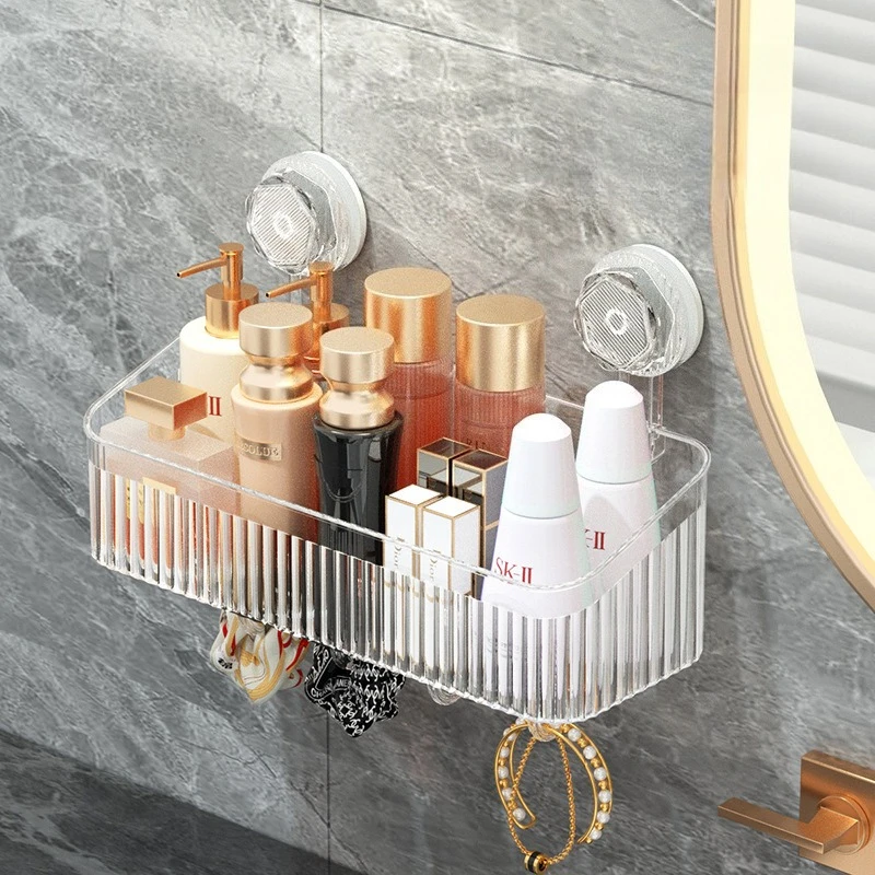 

Настенный органайзер на присосках для дома и кухни, без сверления, для ванной комнаты, для туалетных принадлежностей, в стиле легкой роскоши