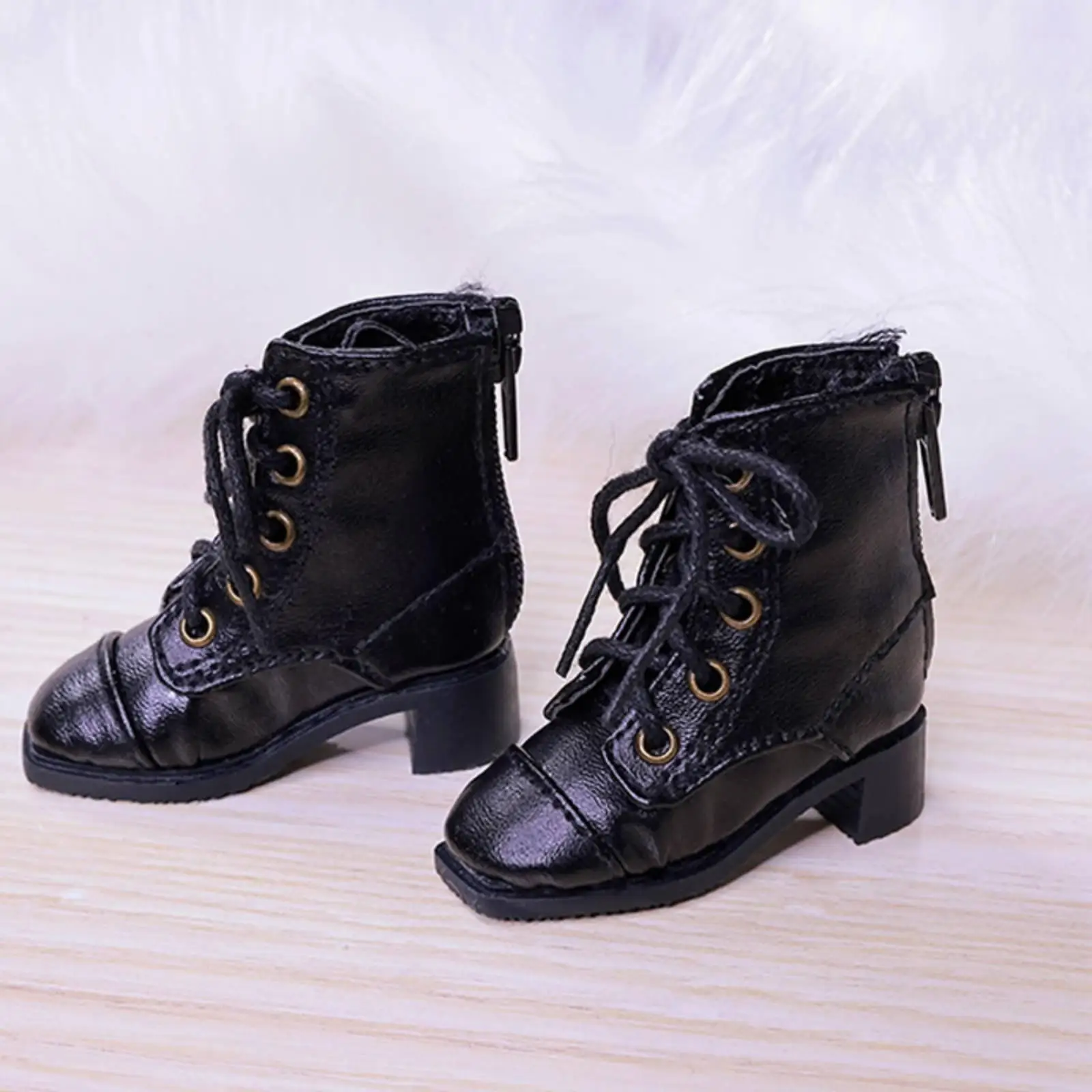 BJD Tie-up Boots PU Material High-Top Doll Shoes Round Front