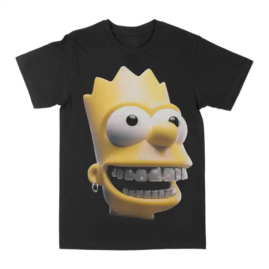 

Bart Big Face Graphic Printing Summer Luxury Brand Pure Cotton Men's and Women's T-shirt Short Sleeve Street Fashion Trend
