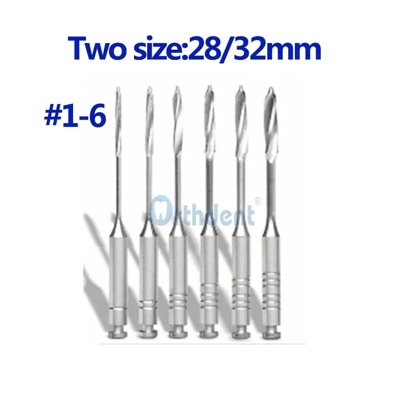 Orthdent 6 sztuk/pudło Wiertła do bram dentystycznych/Endodontyczne rozwiertaki Pesso 28/32 Mm Różne rozmiary # 1-6 dla endodontycznego kanału