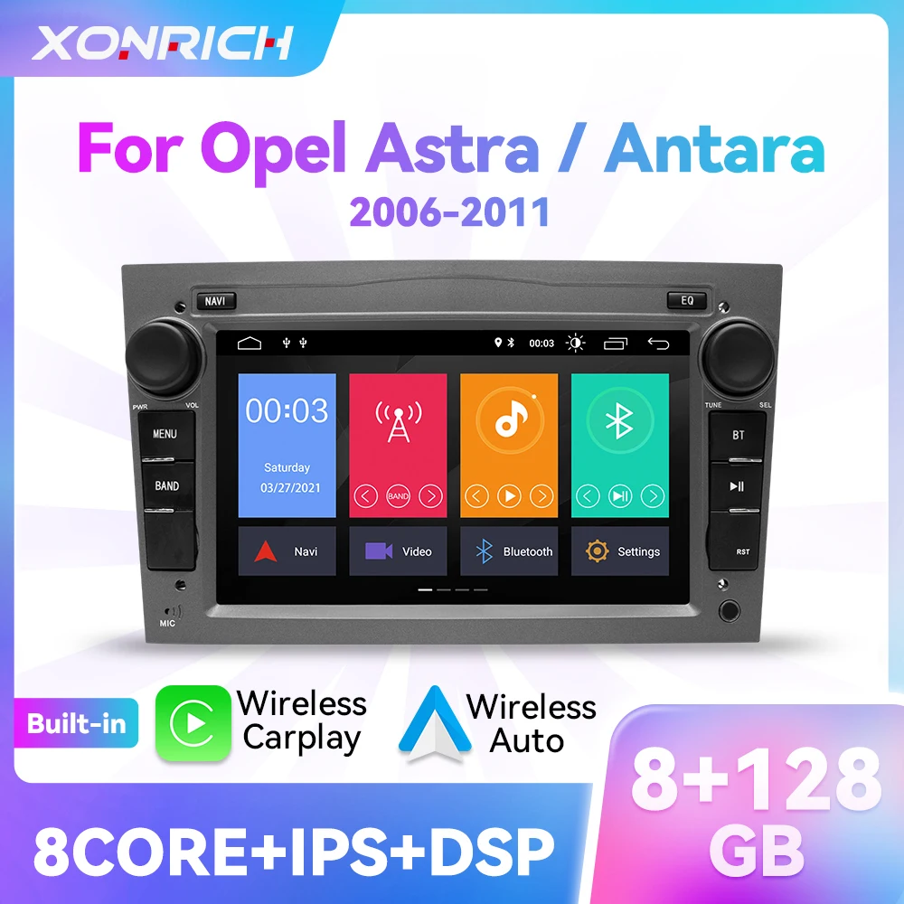 Wireless Carplay Android 12 Car Radio For Opel Astra H J 2004 Vectra Vauxhall Antara Zafira Corsa C D Vivaro Meriva Veda 8G 128G