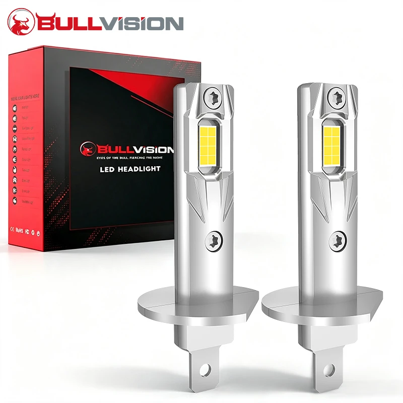 Bullvision H1 LED 360 2PCS 5570 CSP 12V CANBUS Car Lights STG Hi/Lo Beam 1:1 Mini Headlight PTF Ice Bulb Auto Fog Lights lamp