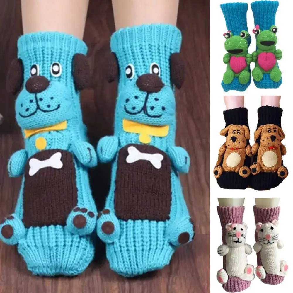 Nuovi calzini animali lavorati a maglia 3D Calzini da pavimento novità lavorati a mano a doppio strato Calzini invernali caldi anti-sudore Regali di Natale
