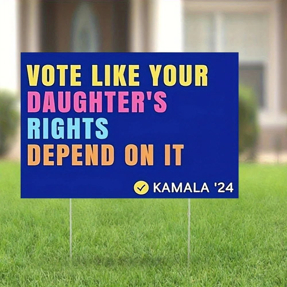 Kamala Harris Support Yard Sign - Empower Women's Right to Vote, Durable Plastic Outdoor Decor, 18x12/24x18 Inches