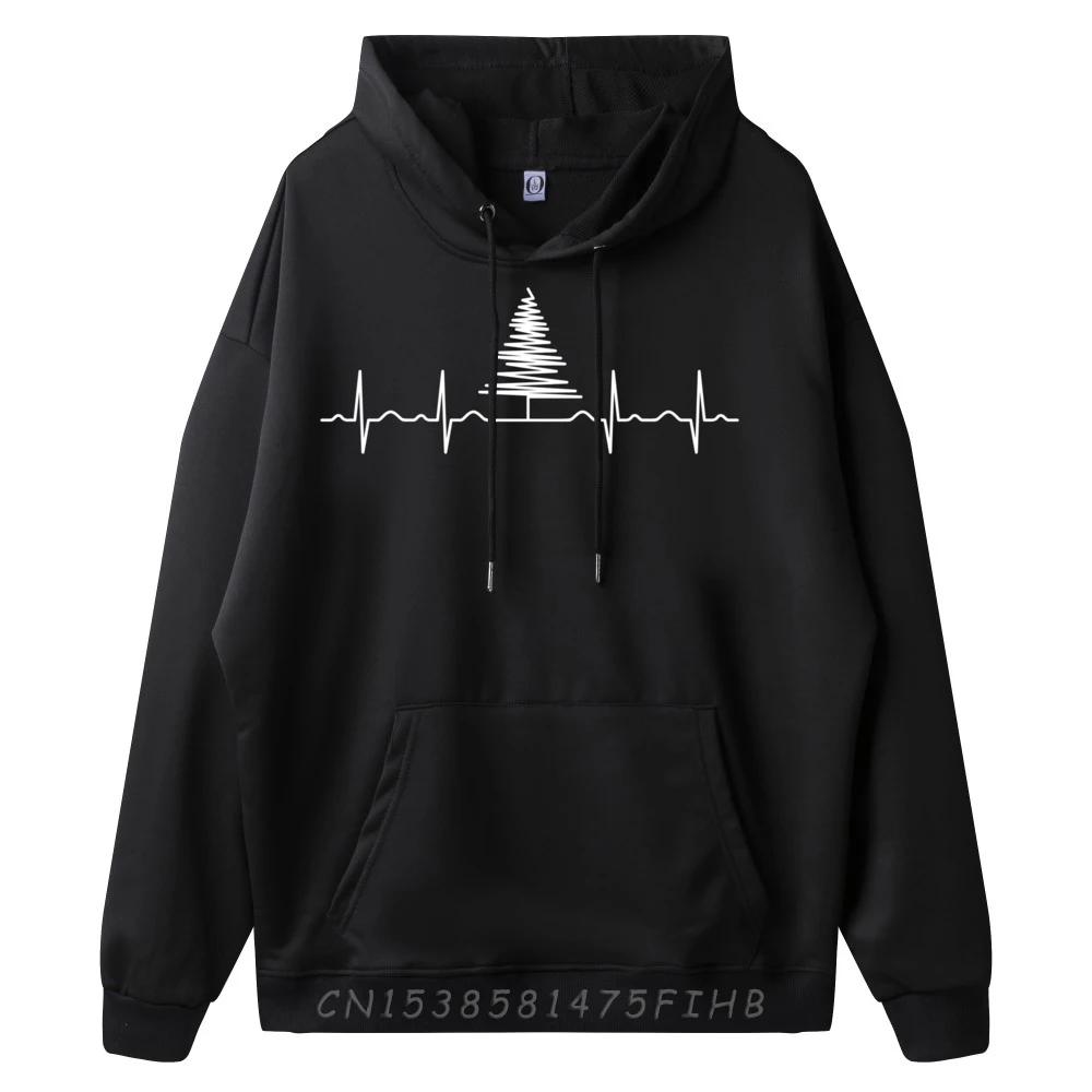 Heartbeat Holiday Christmas Tree Design Luxury Hoodies Men High Quality New Year 2025 Easter Sunday