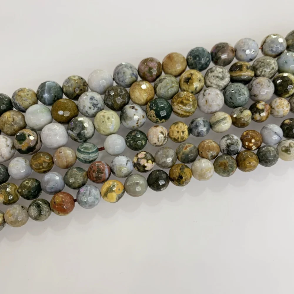 

Natural Ocean Jaspers Stone 6mm 8mm 10mm Loose Beads Round Faceted Shape Jewelry Accessories DIY Bracelets Pendant Necklace