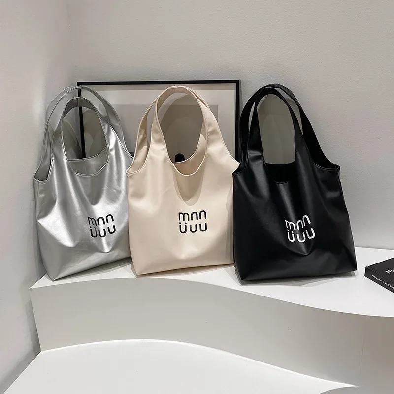 

2025 Korean Style Tote Bag Women's Large Capacity Shoulder Bag Minimalist Work Commute Crossbody Purse