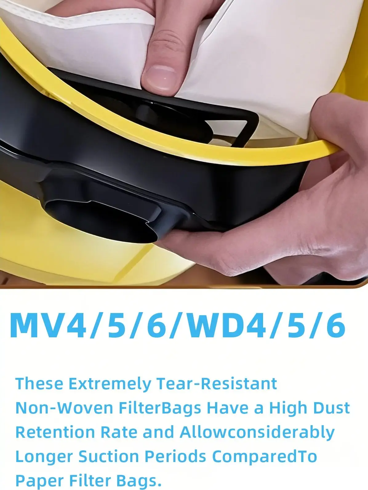 Vervangende filterfleecezakken voor Karcher nat-droogzuigers - voor Karcher WD4, WD5, WD5/P, WD6 - nat-droogfilterzakken met - afbeelding 2