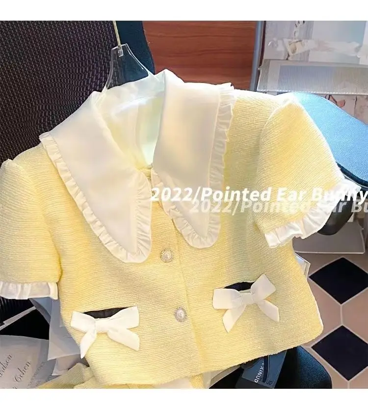 Women Sweet Cute Y2K Suit Pearl Buttons Top And Short Pant Two Piece Set 2023 New Summer Matching Outfit Ladies Street Sexy