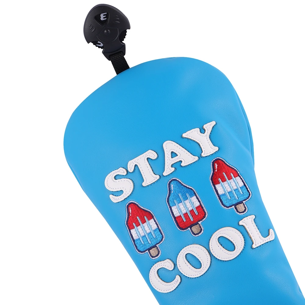 PU Leather stay cool Popsicle Popsicles embroidered Golf Club Headcover  Driver and FW  Fairway Wood Hybird Cover