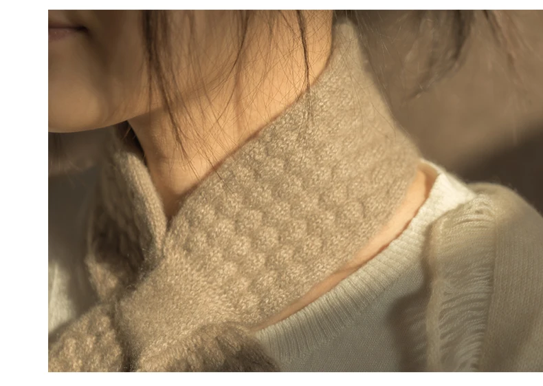 Frauen 100% Reinem Kaschmir Gestrickte Kleine Bowknot Schal Halstuch Moos Stich Weiche Hals Wärmer Ring Kragen Weibliche Boutique Acc – Detail 12