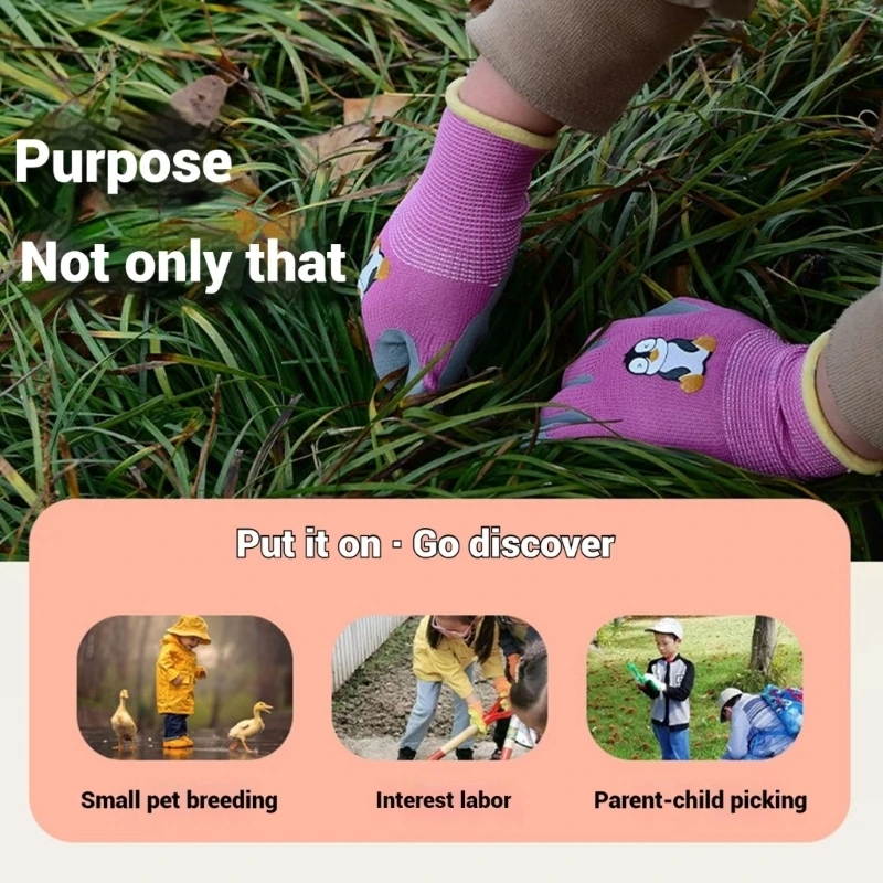 3 Pairs Waterproof Breathable Gloves Safety Work Gloves Latex Coated Gloves for Children Kid Wear Resistant Grip Gloves 