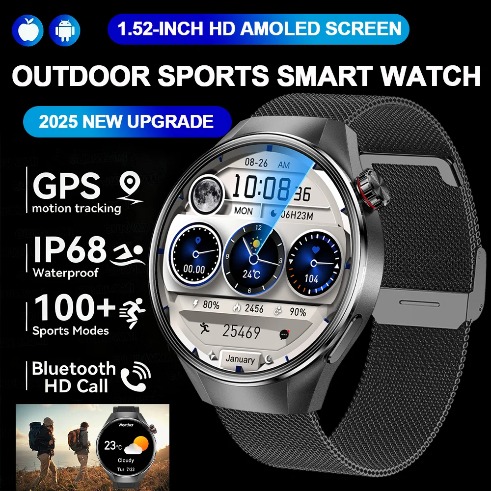 

DAORKOW 2025 New Military grade Smart Watch for Men Women 1.75-Inch HD AMOLED Screen GPS Bluetooth Call Compass Sport Smartwatch