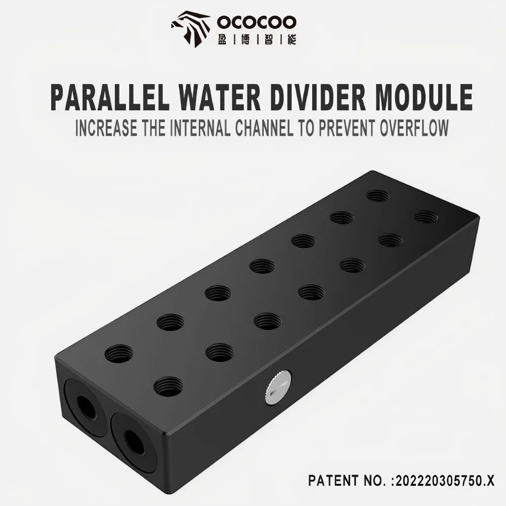 

OCOCOO High Flow Water Cooling 8-Card Parallel Water Divider Module G1/4 POM Manifold Multi-GPU Liquid Cooling System