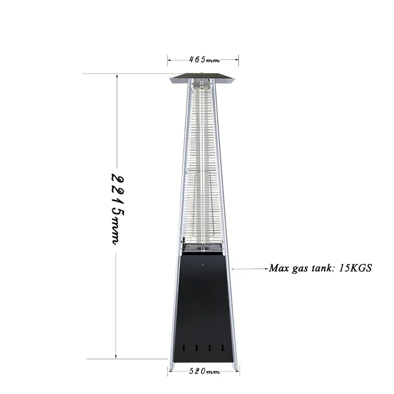 Stainless steel Pyramid outdoor gas patio heater with flame Tower gas patio heater with cheap price